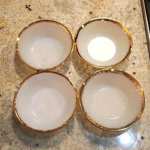 Fire King Milk Glass Gold Rimmed Bowls